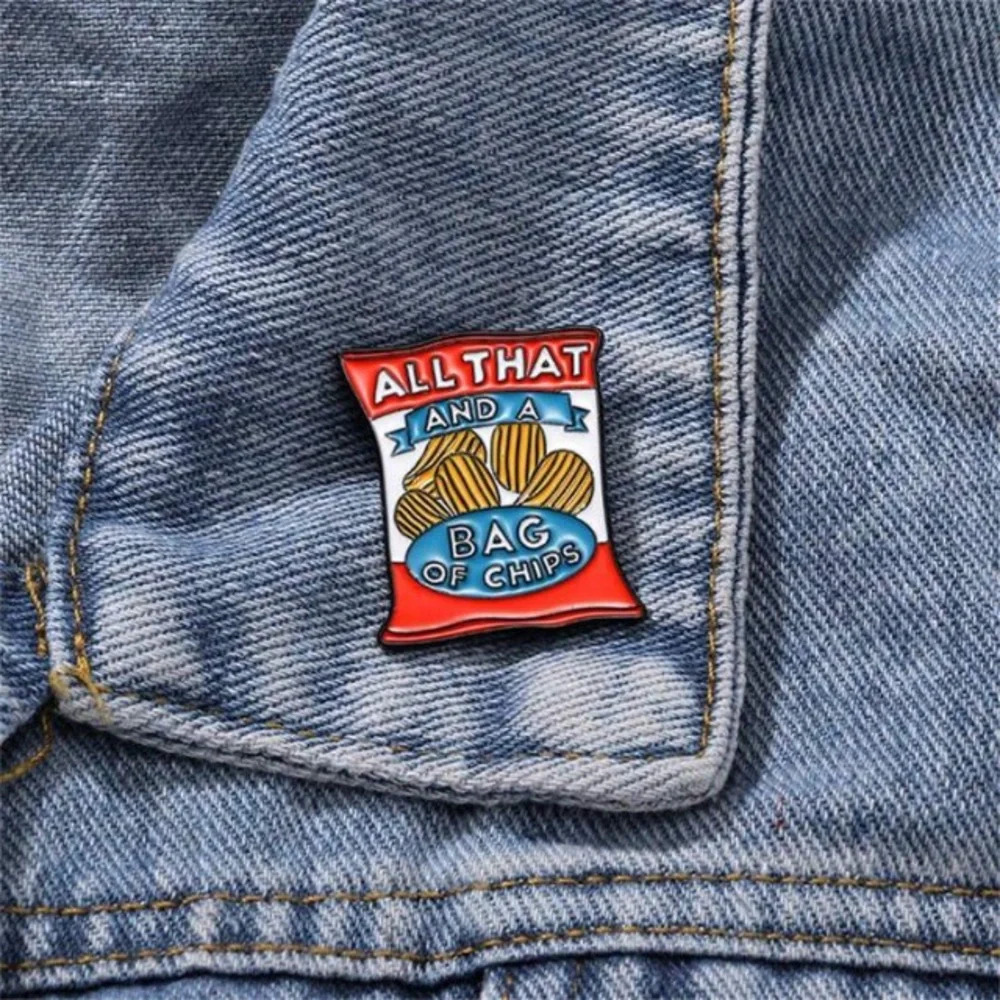 Red white blue All That bag of chips enamel pin backpack clothes bag hat denim